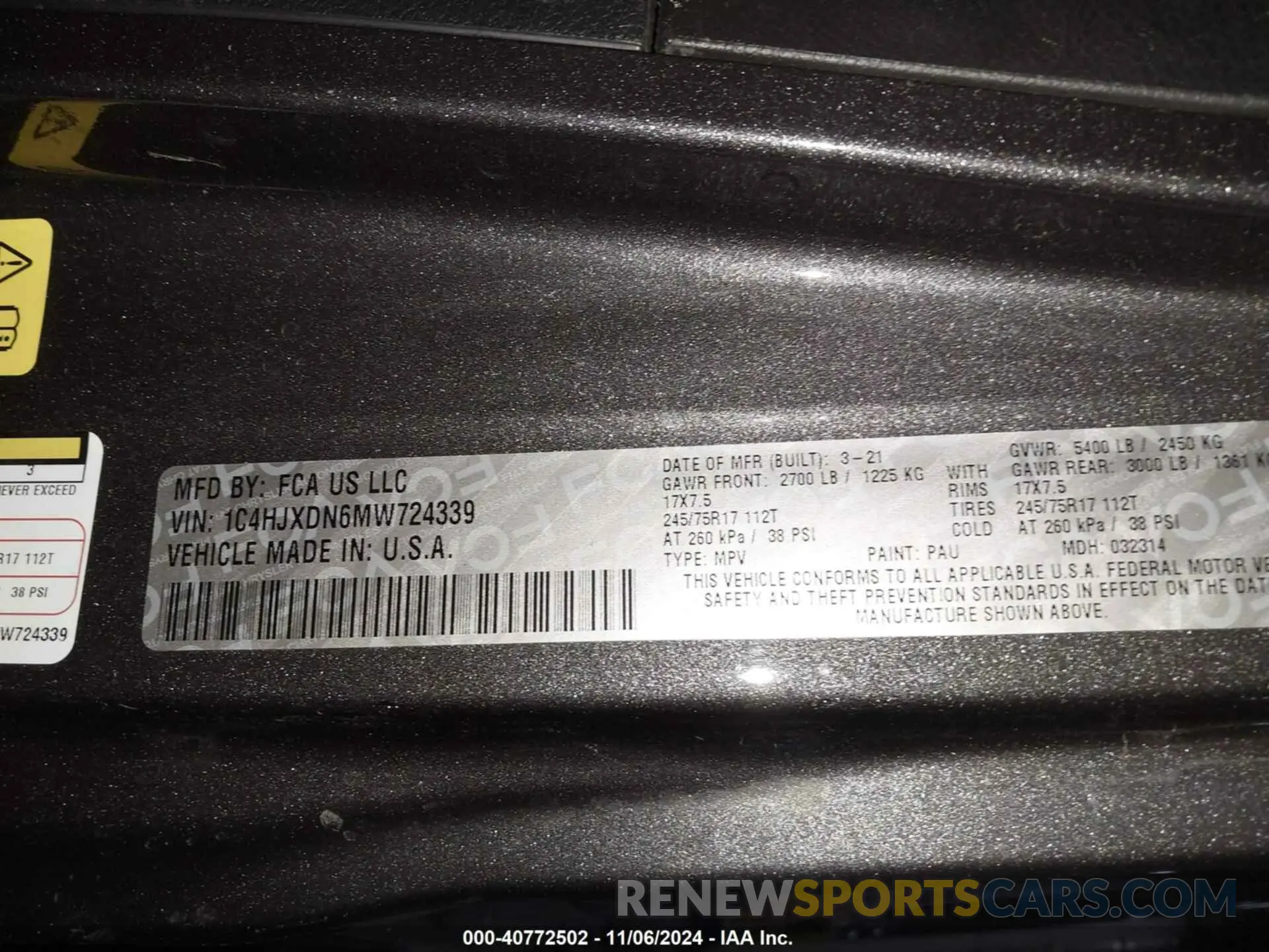 9 Photograph of a damaged car 1C4HJXDN6MW724339 JEEP WRANGLER UNLIMITED 2021