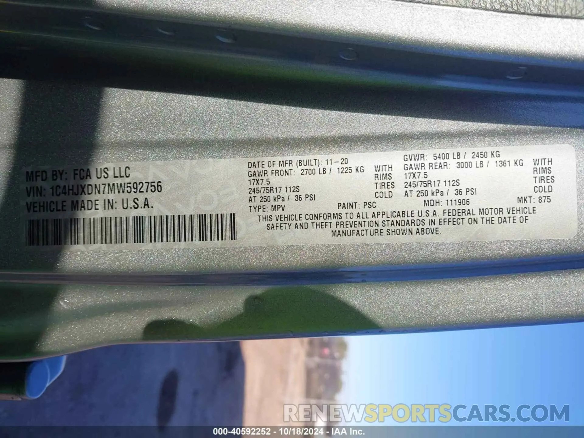9 Photograph of a damaged car 1C4HJXDN7MW592756 JEEP WRANGLER UNLIMITED 2021