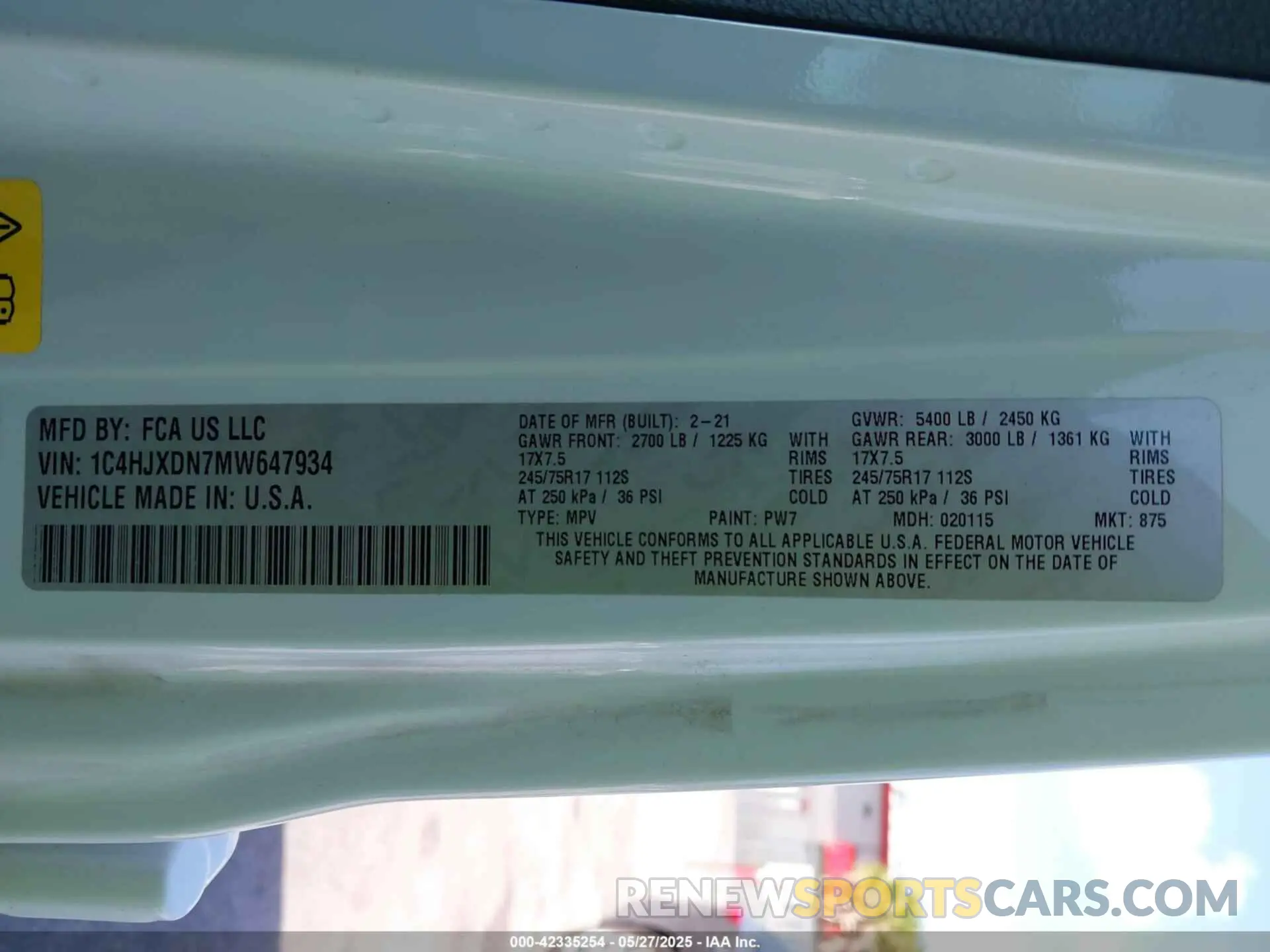 9 Photograph of a damaged car 1C4HJXDN7MW647934 JEEP WRANGLER UNLIMITED 2021