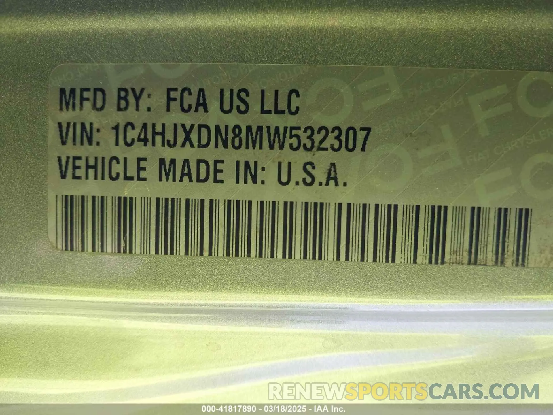 9 Photograph of a damaged car 1C4HJXDN8MW532307 JEEP WRANGLER UNLIMITED 2021