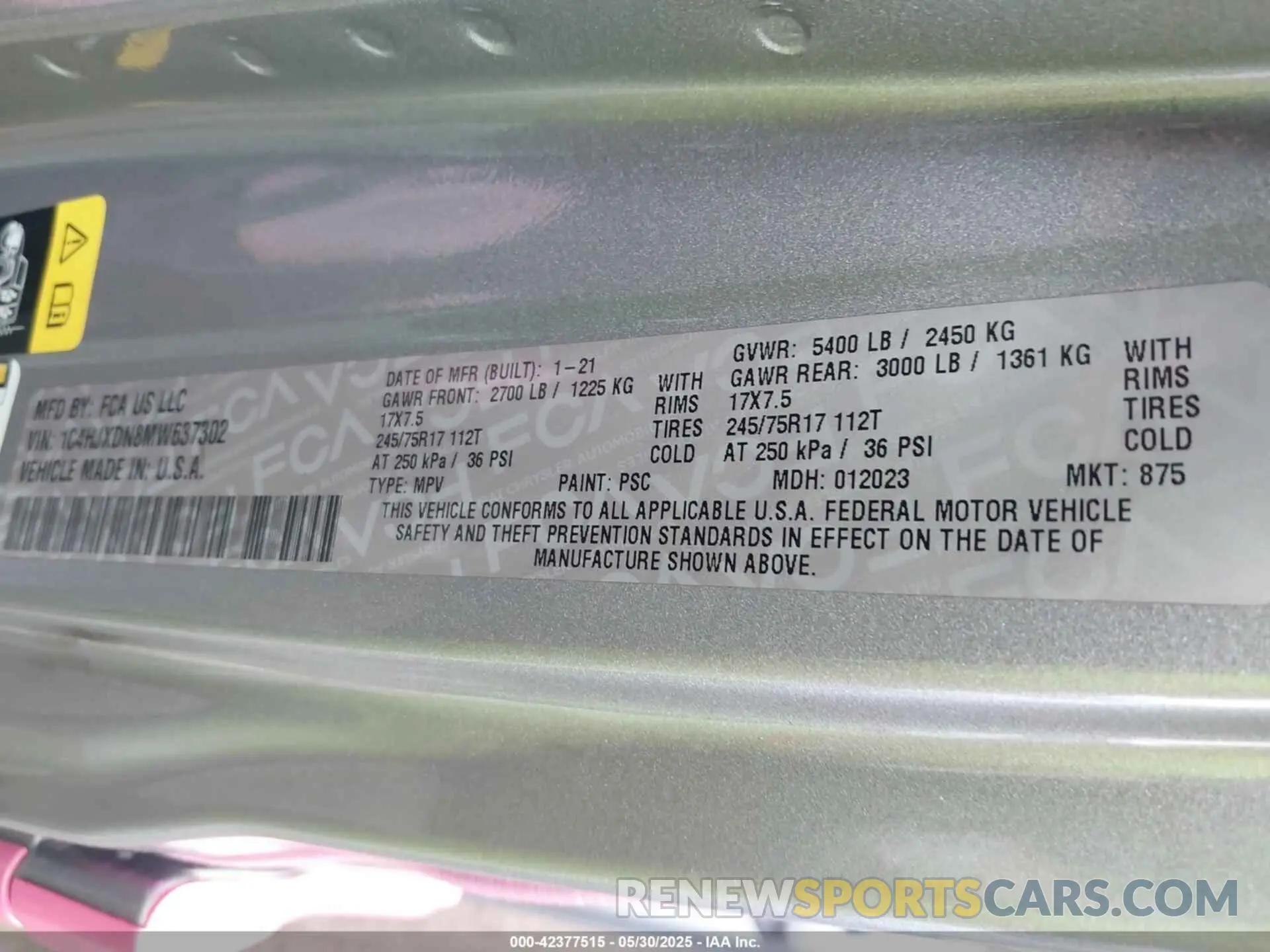 9 Photograph of a damaged car 1C4HJXDN8MW637302 JEEP WRANGLER UNLIMITED 2021