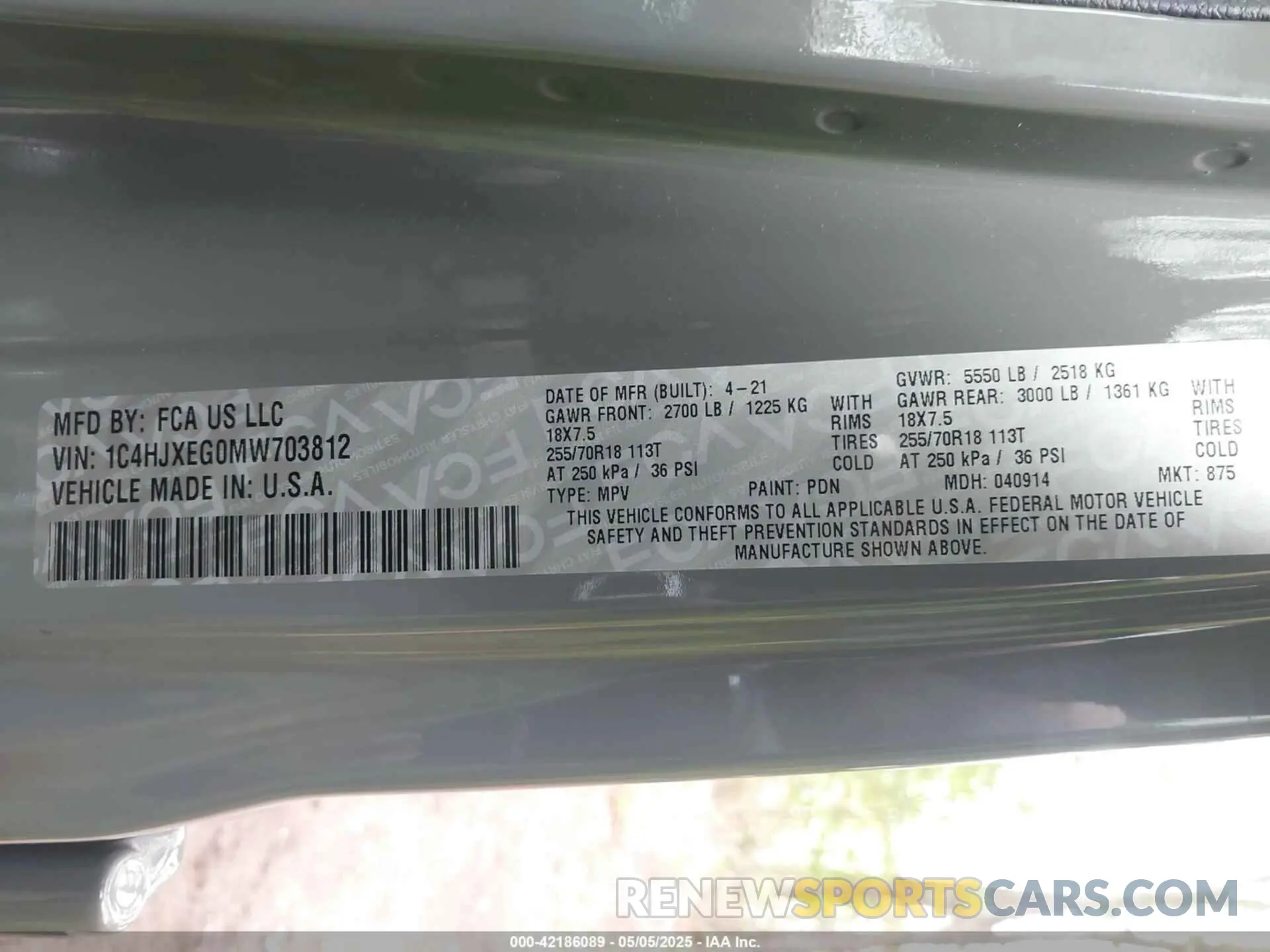 9 Photograph of a damaged car 1C4HJXEG0MW703812 JEEP WRANGLER UNLIMITED 2021
