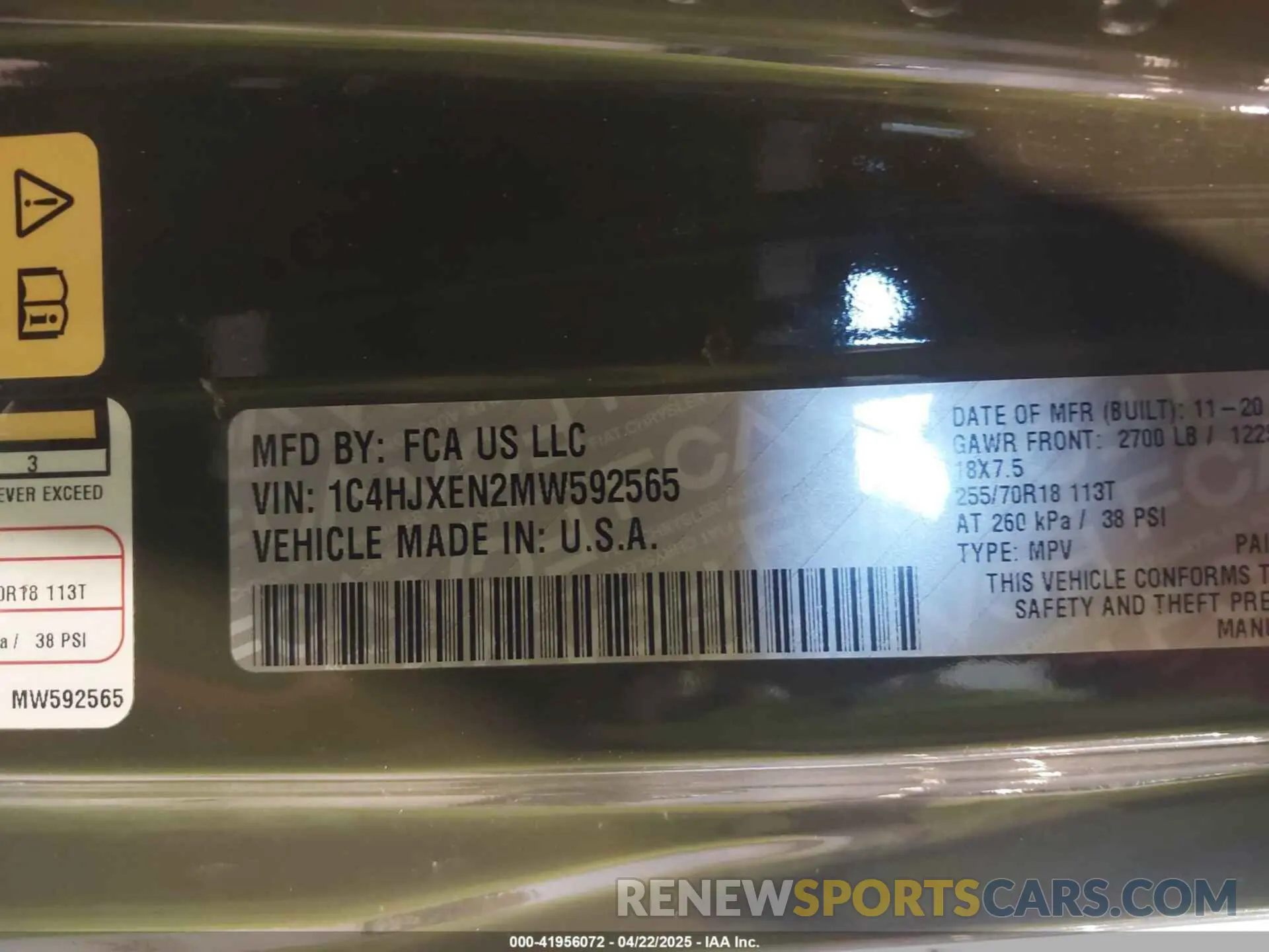 9 Photograph of a damaged car 1C4HJXEN2MW592565 JEEP WRANGLER UNLIMITED 2021