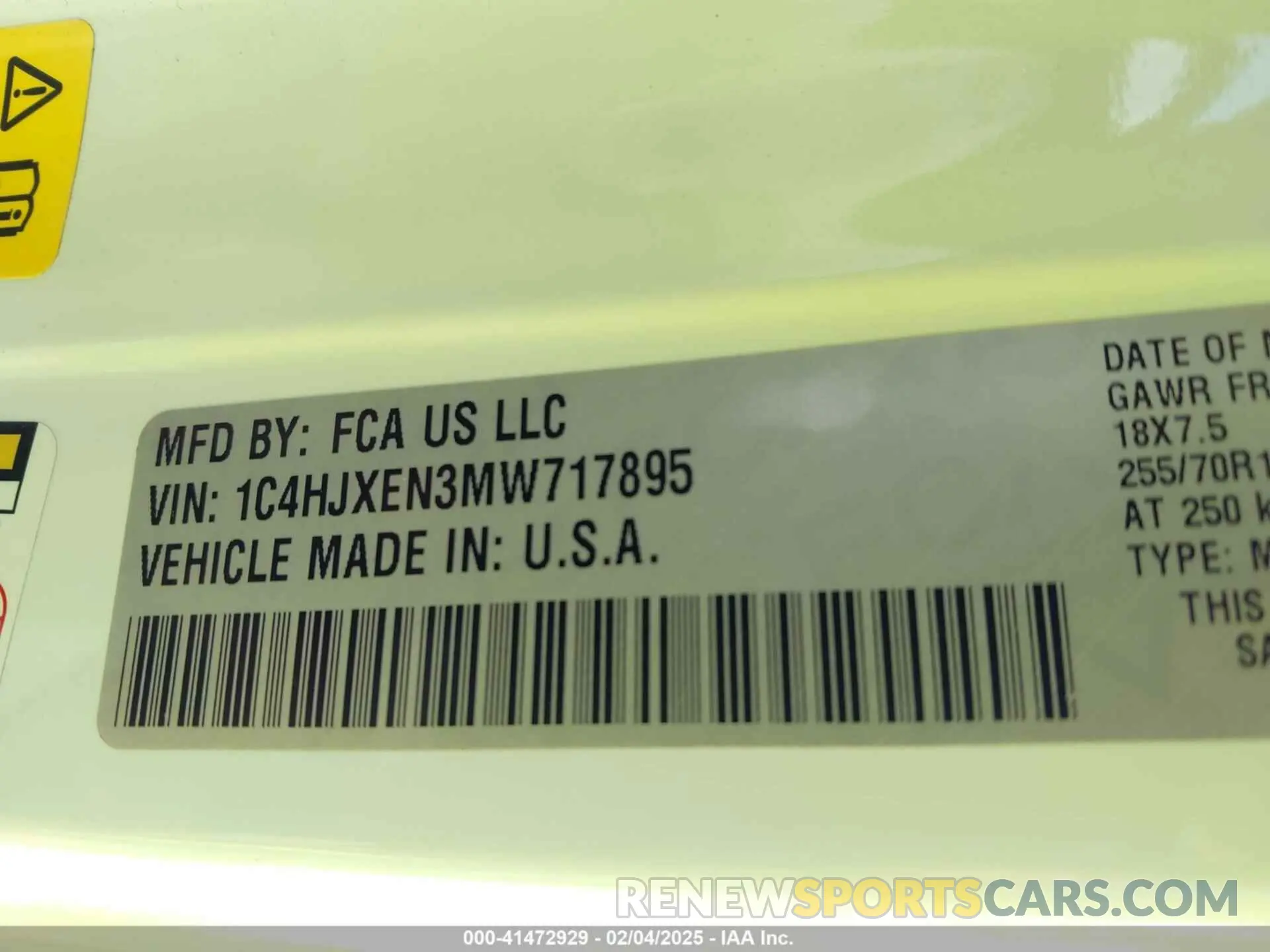9 Photograph of a damaged car 1C4HJXEN3MW717895 JEEP WRANGLER UNLIMITED 2021