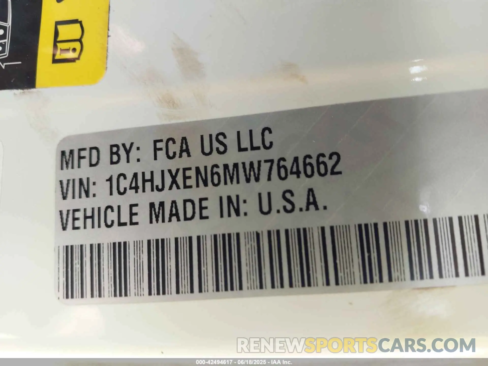 9 Photograph of a damaged car 1C4HJXEN6MW764662 JEEP WRANGLER UNLIMITED 2021