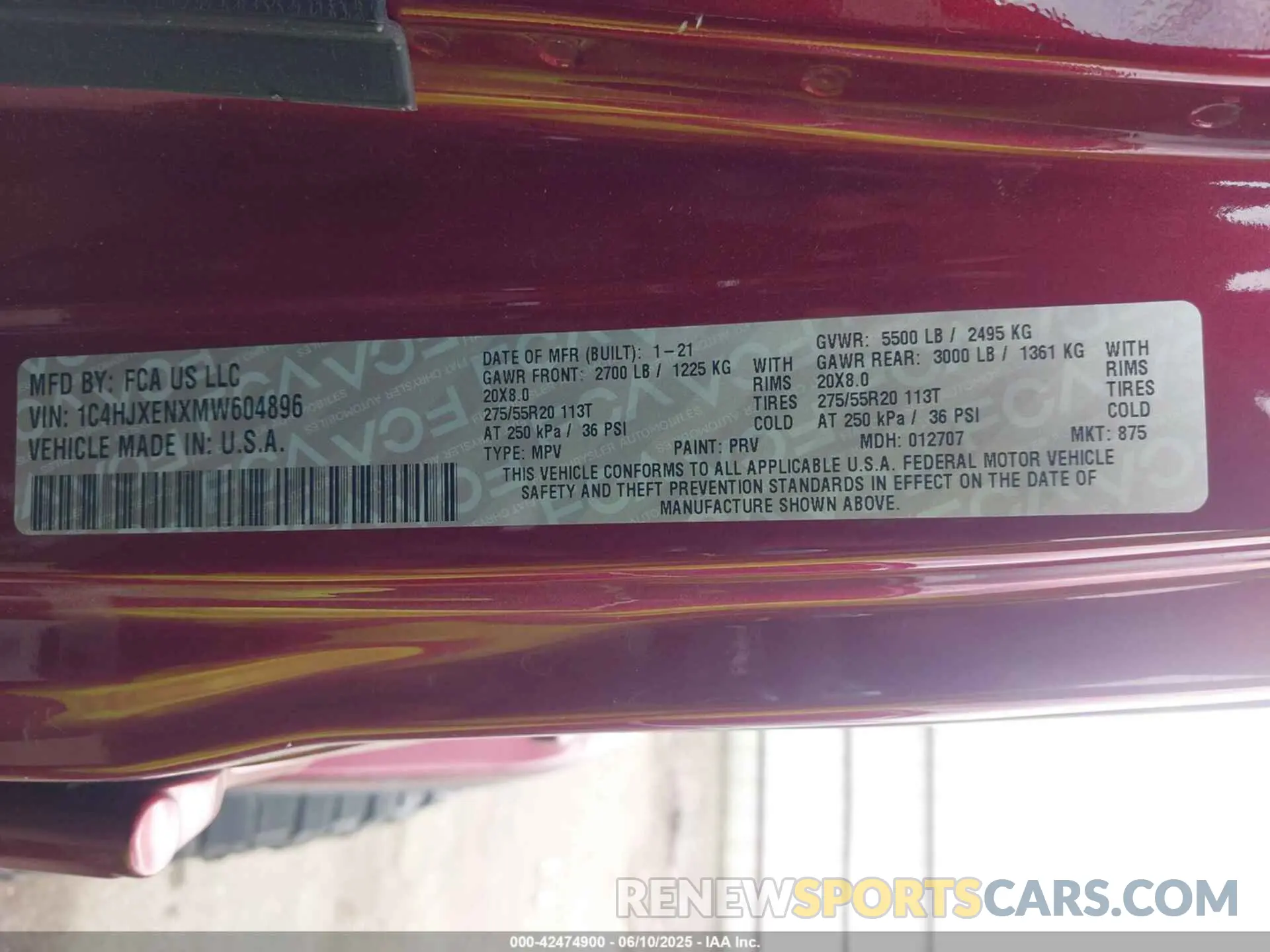 9 Photograph of a damaged car 1C4HJXENXMW604896 JEEP WRANGLER UNLIMITED 2021