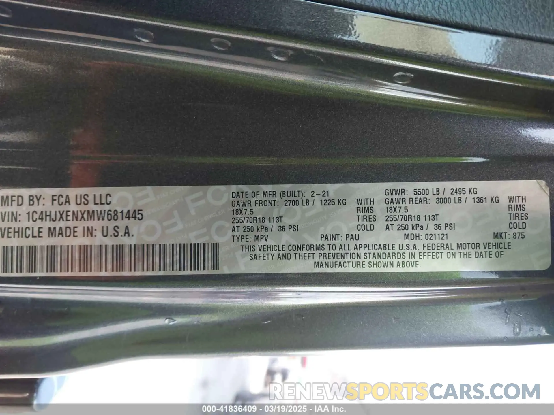 9 Photograph of a damaged car 1C4HJXENXMW681445 JEEP WRANGLER UNLIMITED 2021