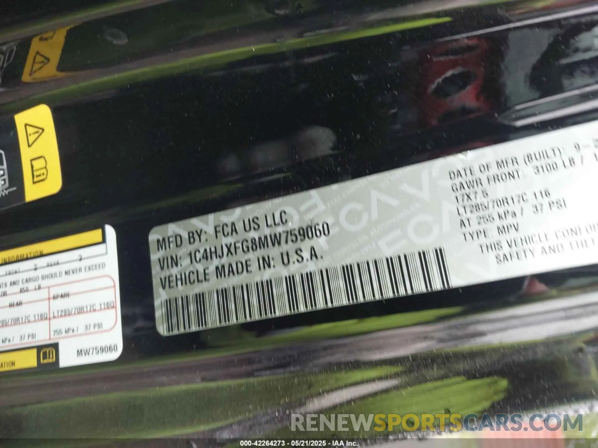 9 Photograph of a damaged car 1C4HJXFG8MW759060 JEEP WRANGLER UNLIMITED 2021