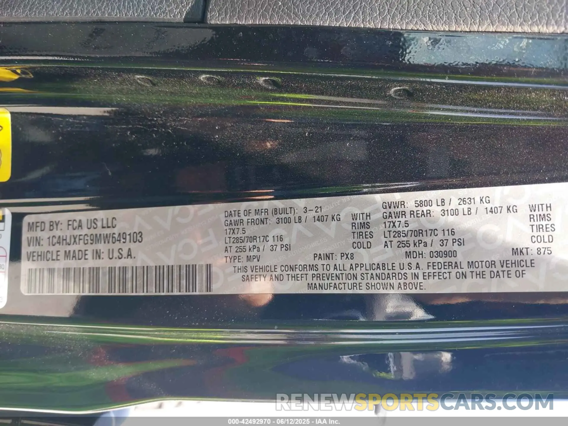9 Photograph of a damaged car 1C4HJXFG9MW649103 JEEP WRANGLER UNLIMITED 2021