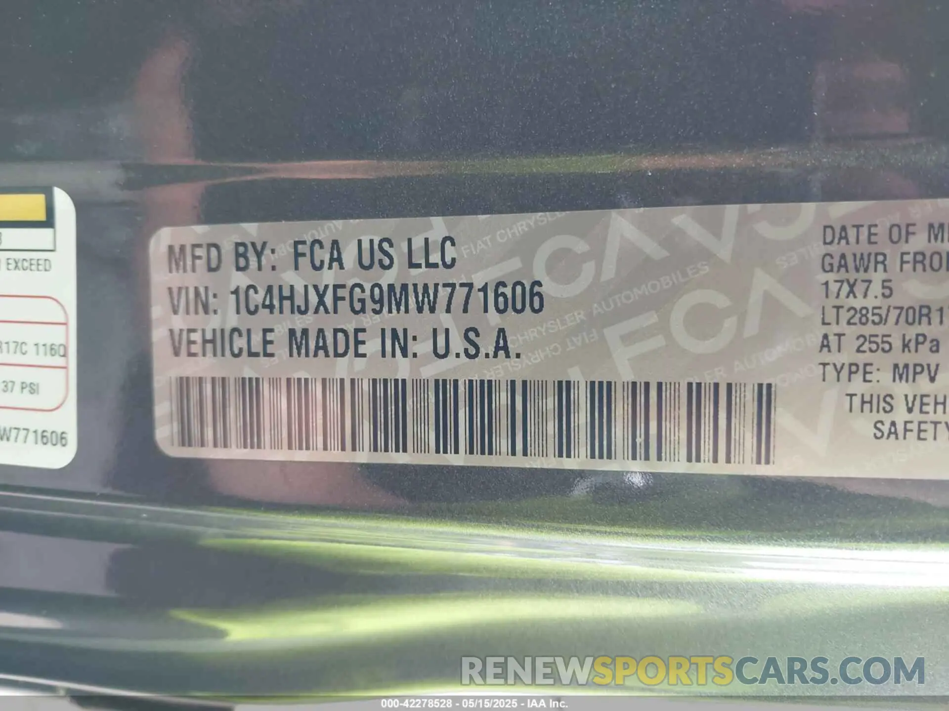 9 Photograph of a damaged car 1C4HJXFG9MW771606 JEEP WRANGLER UNLIMITED 2021