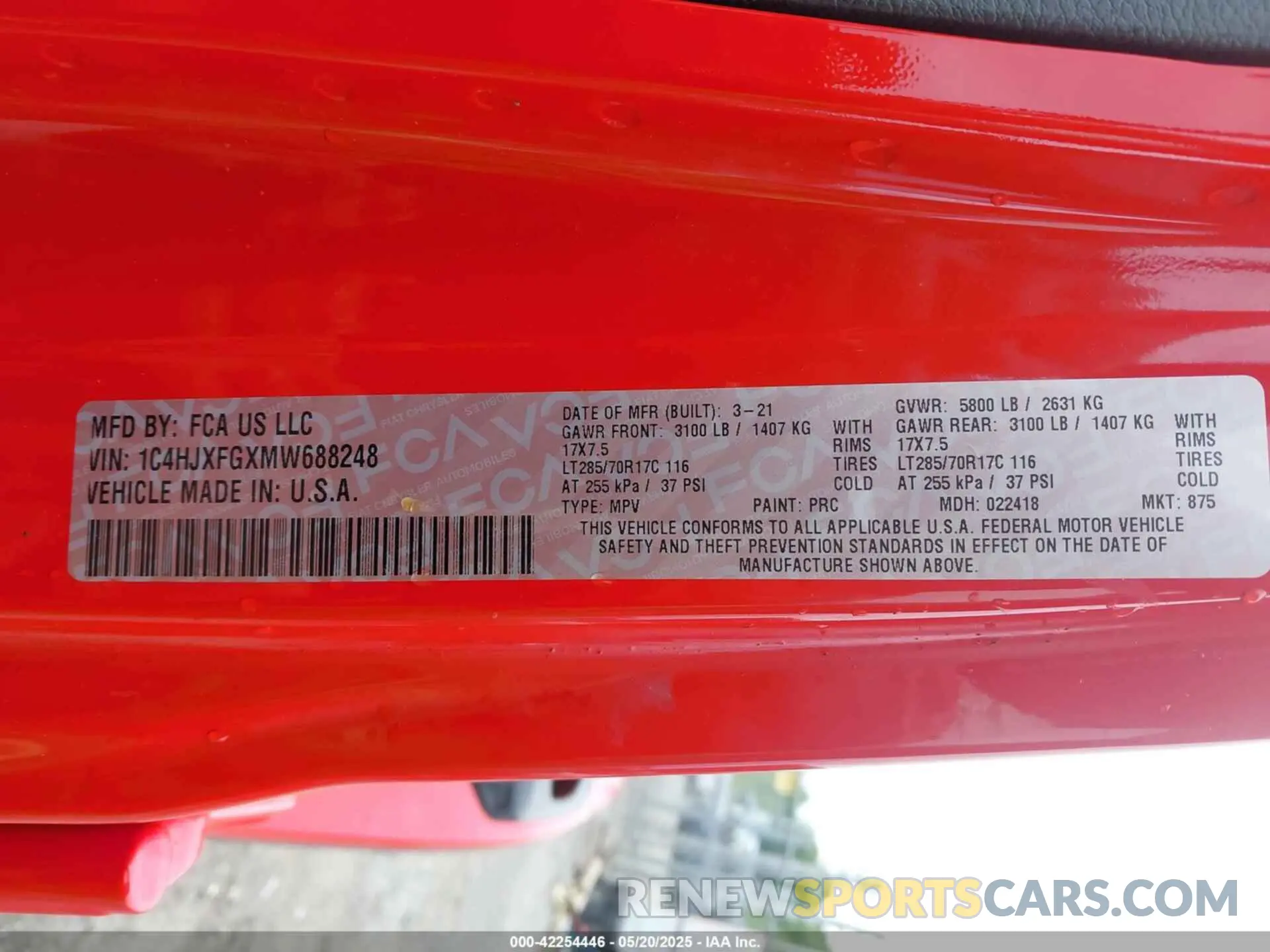 9 Photograph of a damaged car 1C4HJXFGXMW688248 JEEP WRANGLER UNLIMITED 2021