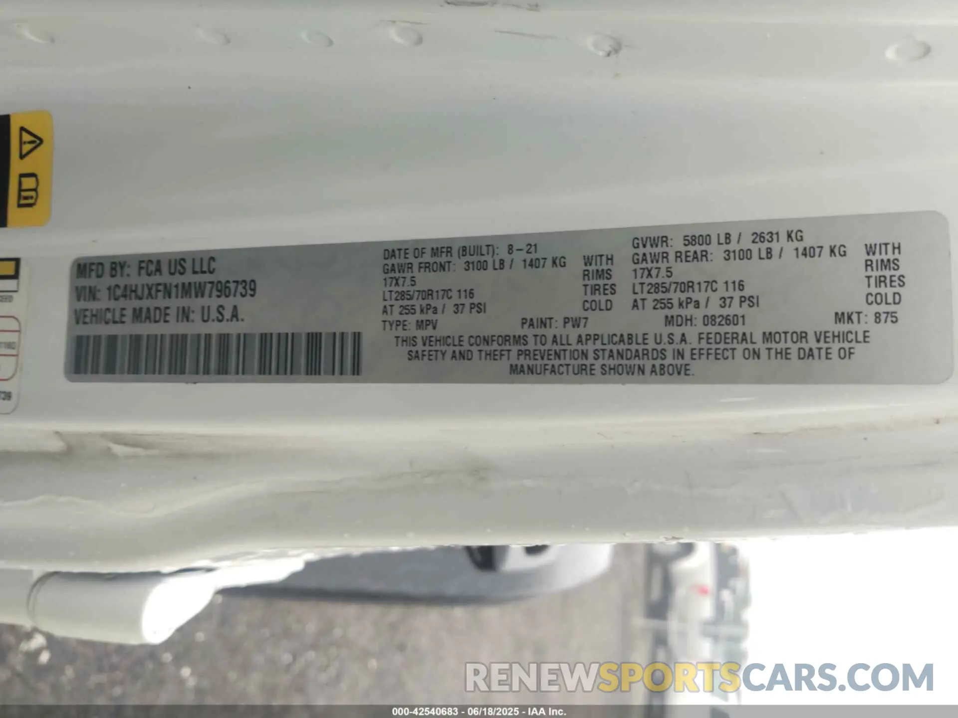 9 Photograph of a damaged car 1C4HJXFN1MW796739 JEEP WRANGLER UNLIMITED 2021