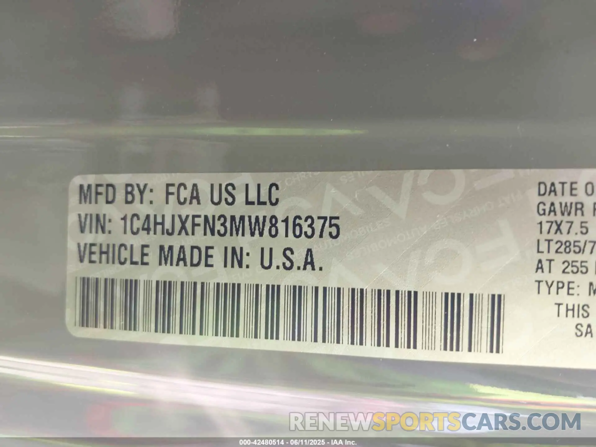9 Photograph of a damaged car 1C4HJXFN3MW816375 JEEP WRANGLER UNLIMITED 2021