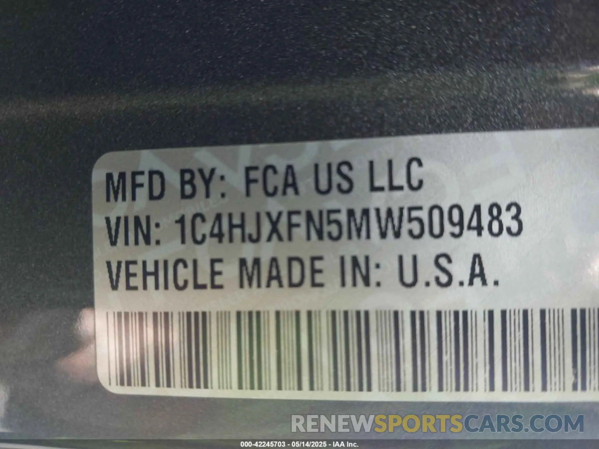 9 Photograph of a damaged car 1C4HJXFN5MW509483 JEEP WRANGLER UNLIMITED 2021