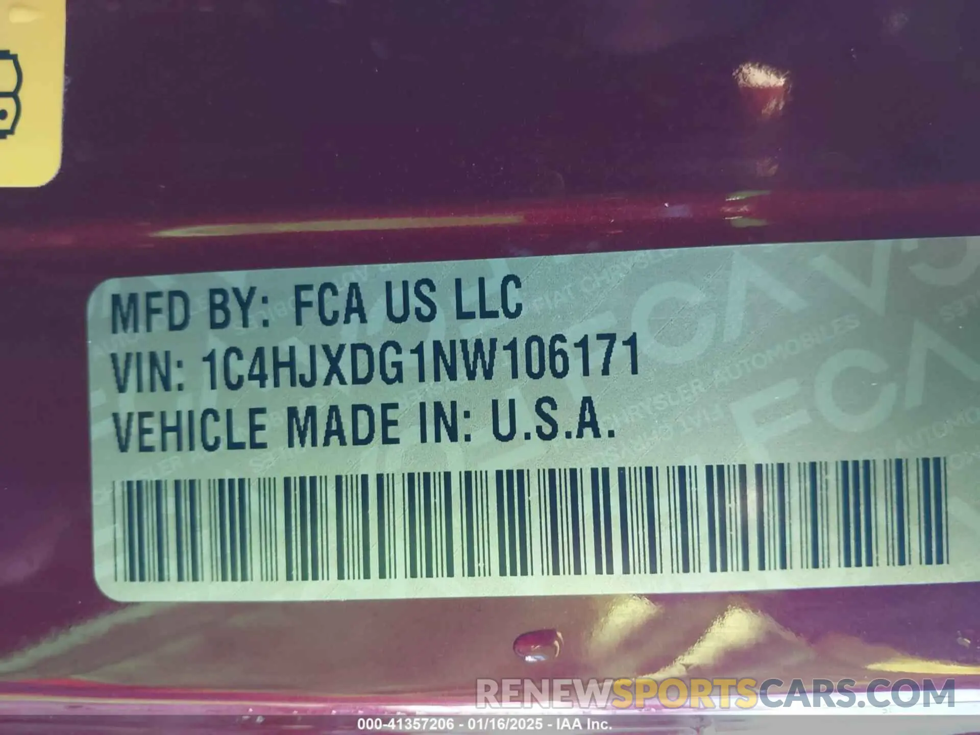 9 Photograph of a damaged car 1C4HJXDG1NW106171 JEEP WRANGLER UNLIMITED 2022