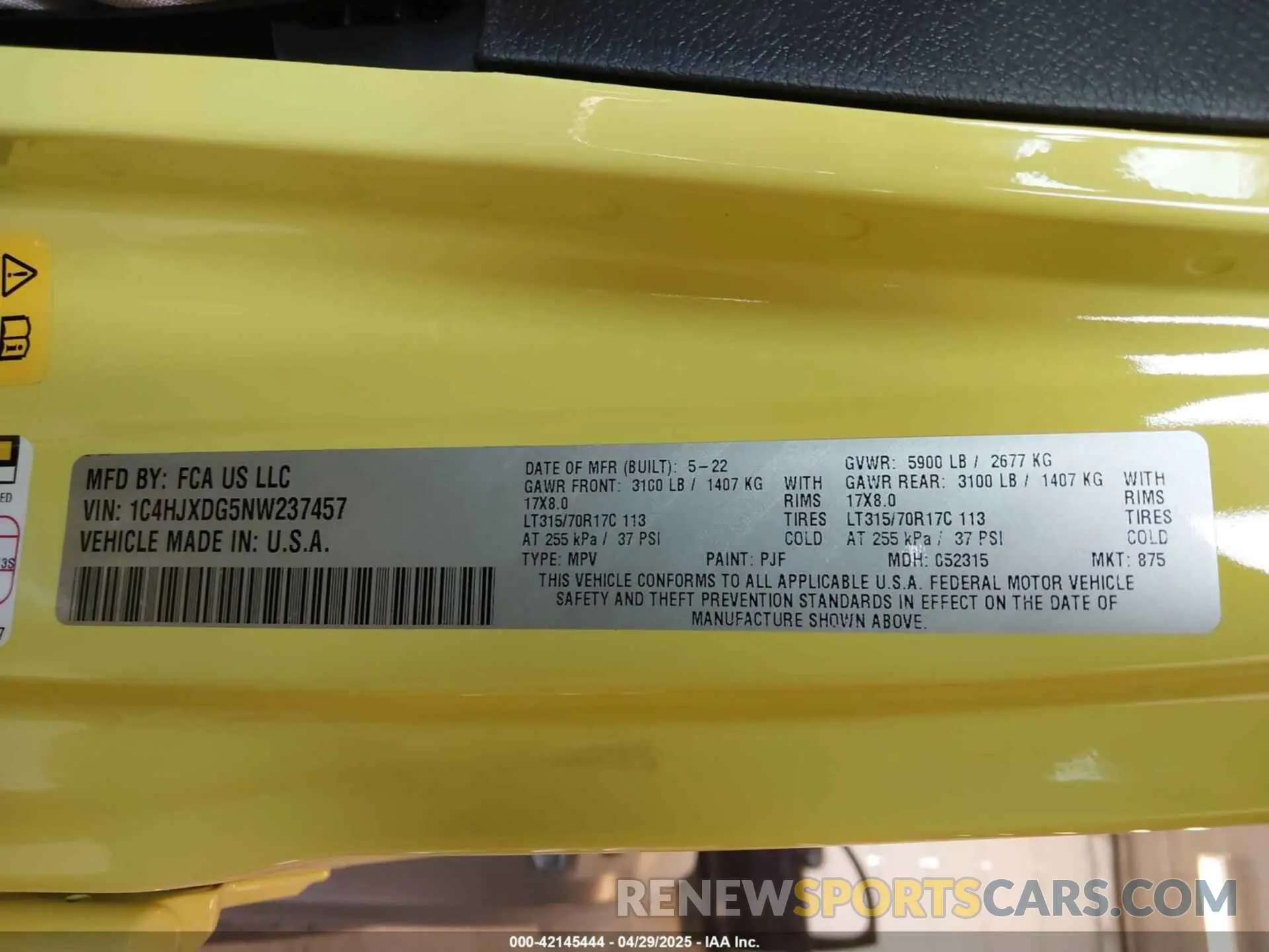 9 Photograph of a damaged car 1C4HJXDG5NW237457 JEEP WRANGLER UNLIMITED 2022