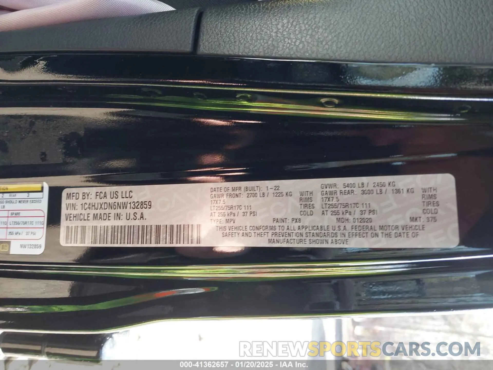 9 Photograph of a damaged car 1C4HJXDN6NW132859 JEEP WRANGLER UNLIMITED 2022