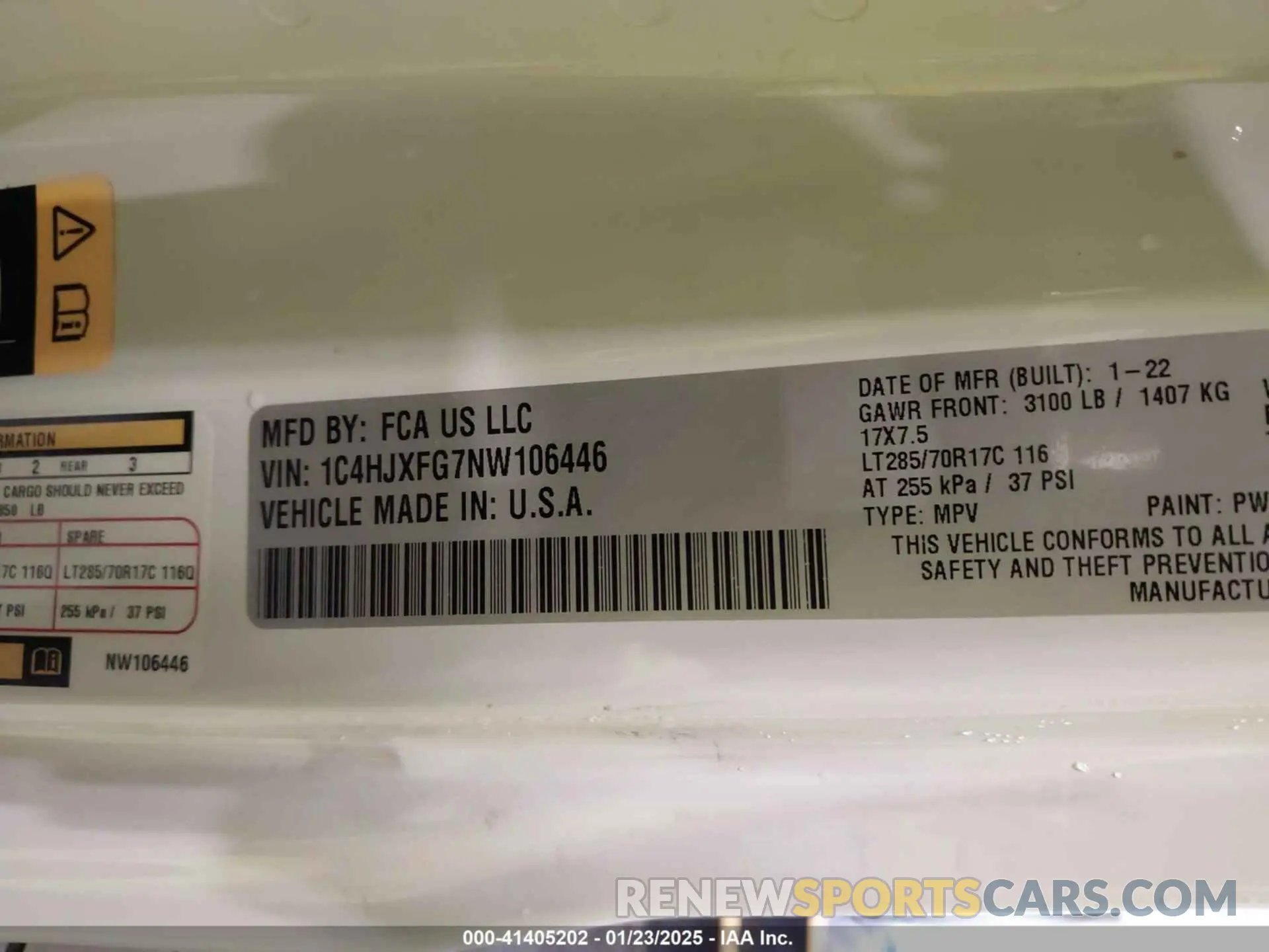 9 Photograph of a damaged car 1C4HJXFG7NW106446 JEEP WRANGLER UNLIMITED 2022