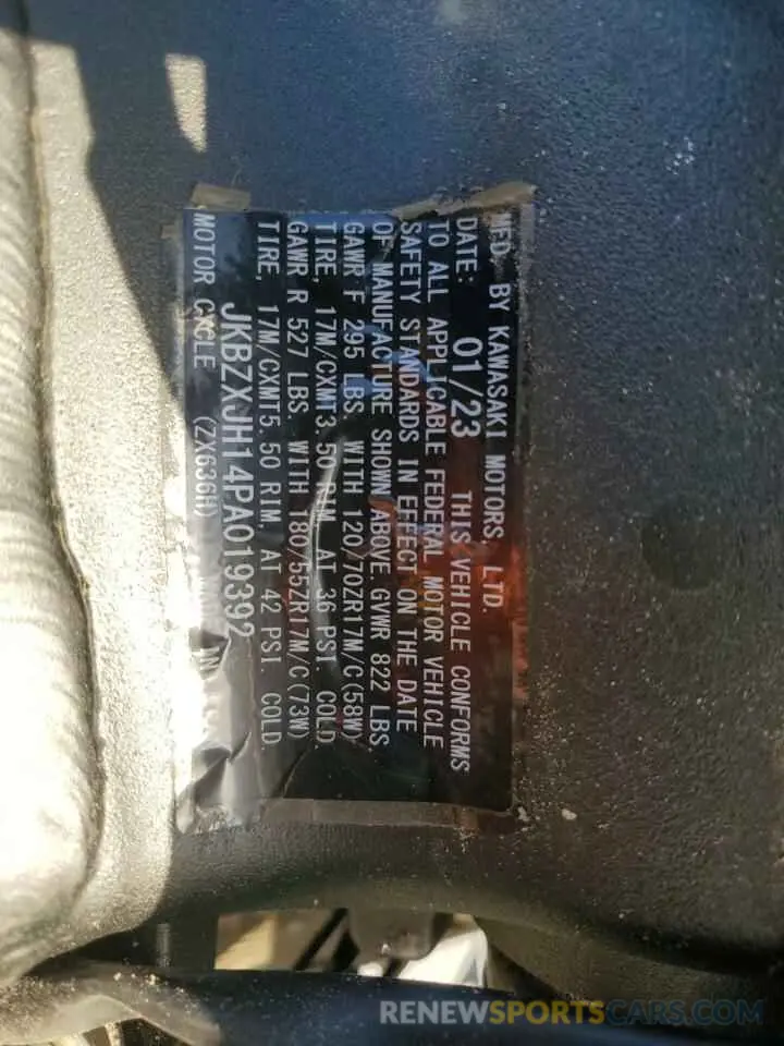 8 Photograph of a damaged car JKBZXJH14PA019392 KAWASAKI ZX636 K 2023