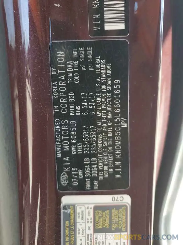 13 Photograph of a damaged car KNDMB5C15L6601659 KIA All Models 2020