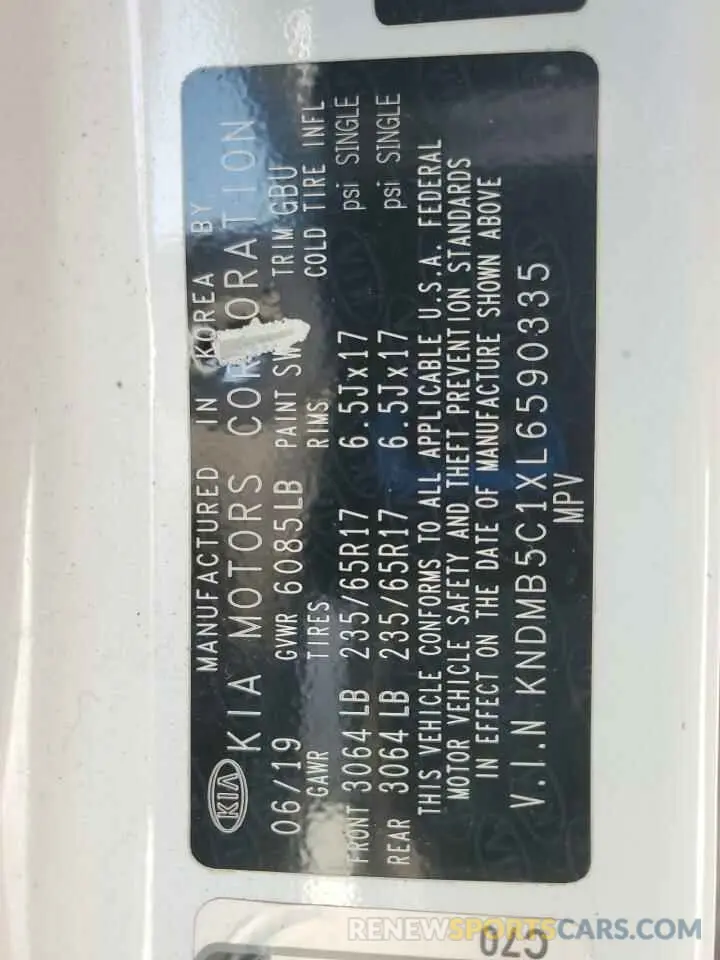 13 Photograph of a damaged car KNDMB5C1XL6590335 KIA All Models 2020