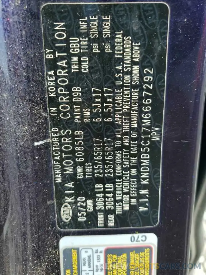 13 Photograph of a damaged car KNDMB5C17M6667292 KIA All Models 2021