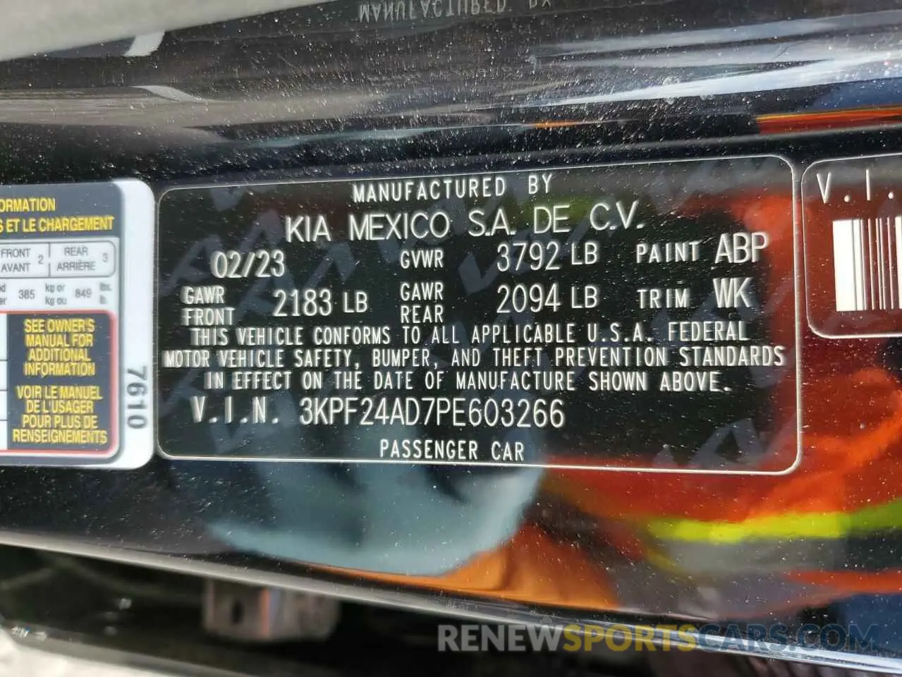 14 Photograph of a damaged car 3KPF24AD7PE603266 KIA CADENZA 2023