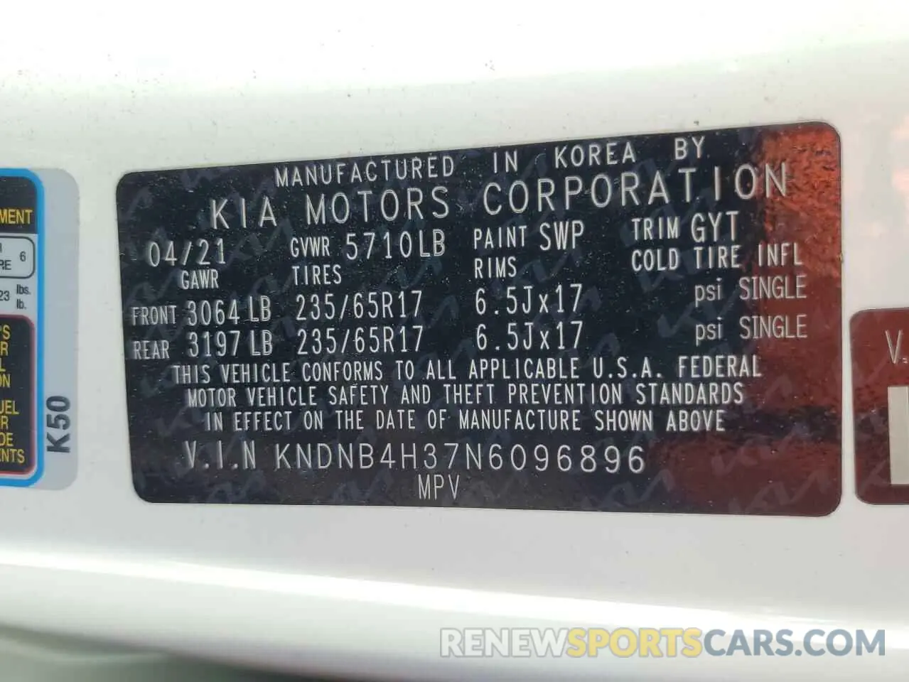 14 Photograph of a damaged car KNDNB4H37N6096896 KIA CARNIVAL L 2022