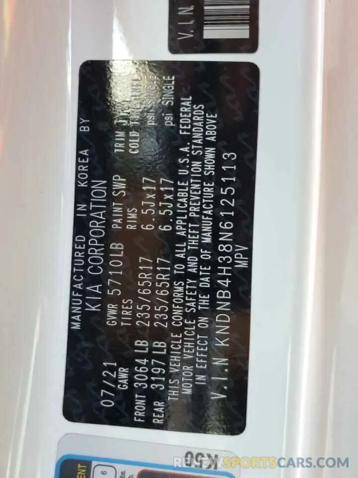 14 Photograph of a damaged car KNDNB4H38N6125113 KIA CARNIVAL L 2022