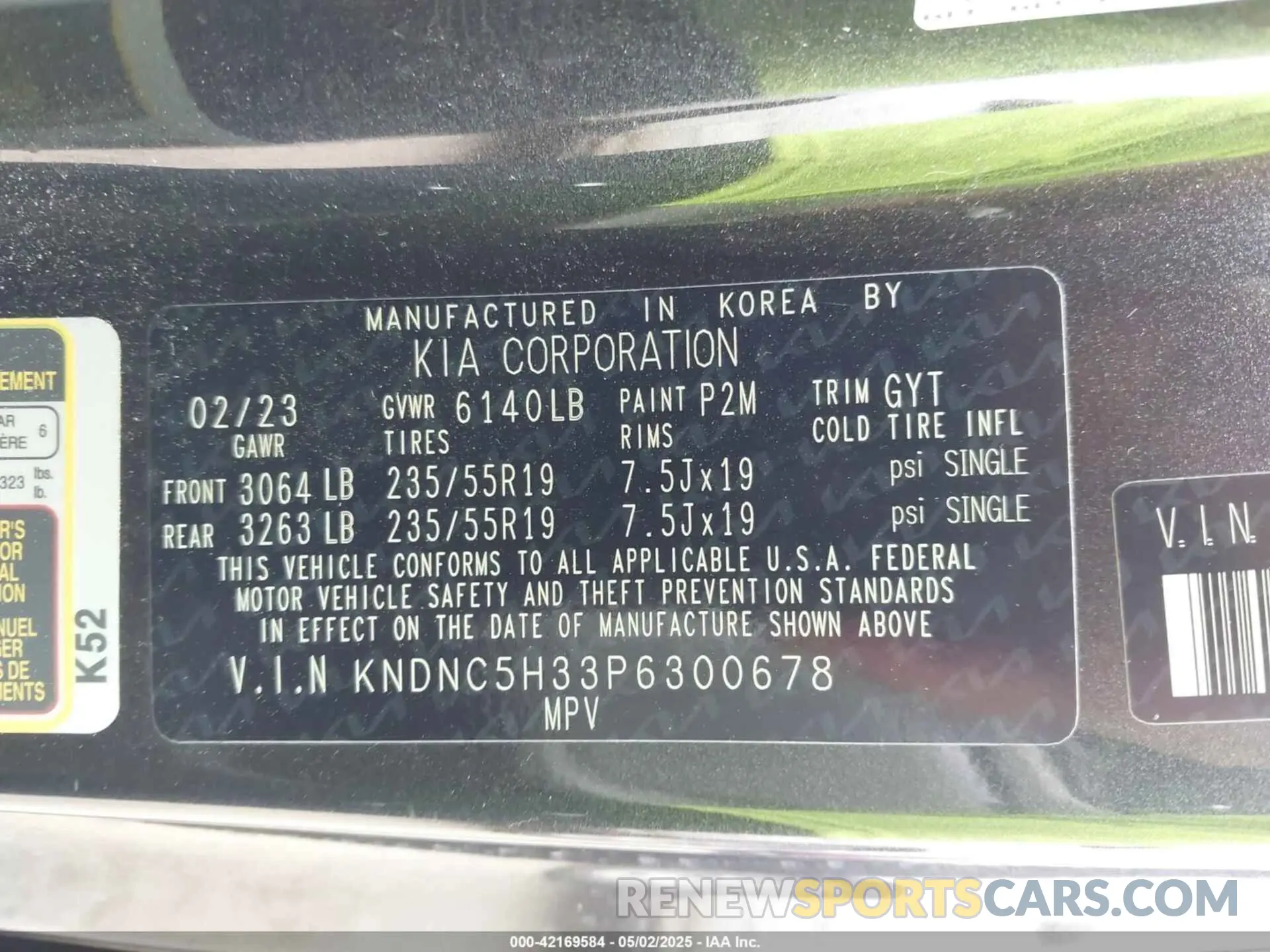 9 Photograph of a damaged car KNDNC5H33P6300678 KIA CARNIVAL MPV 2023