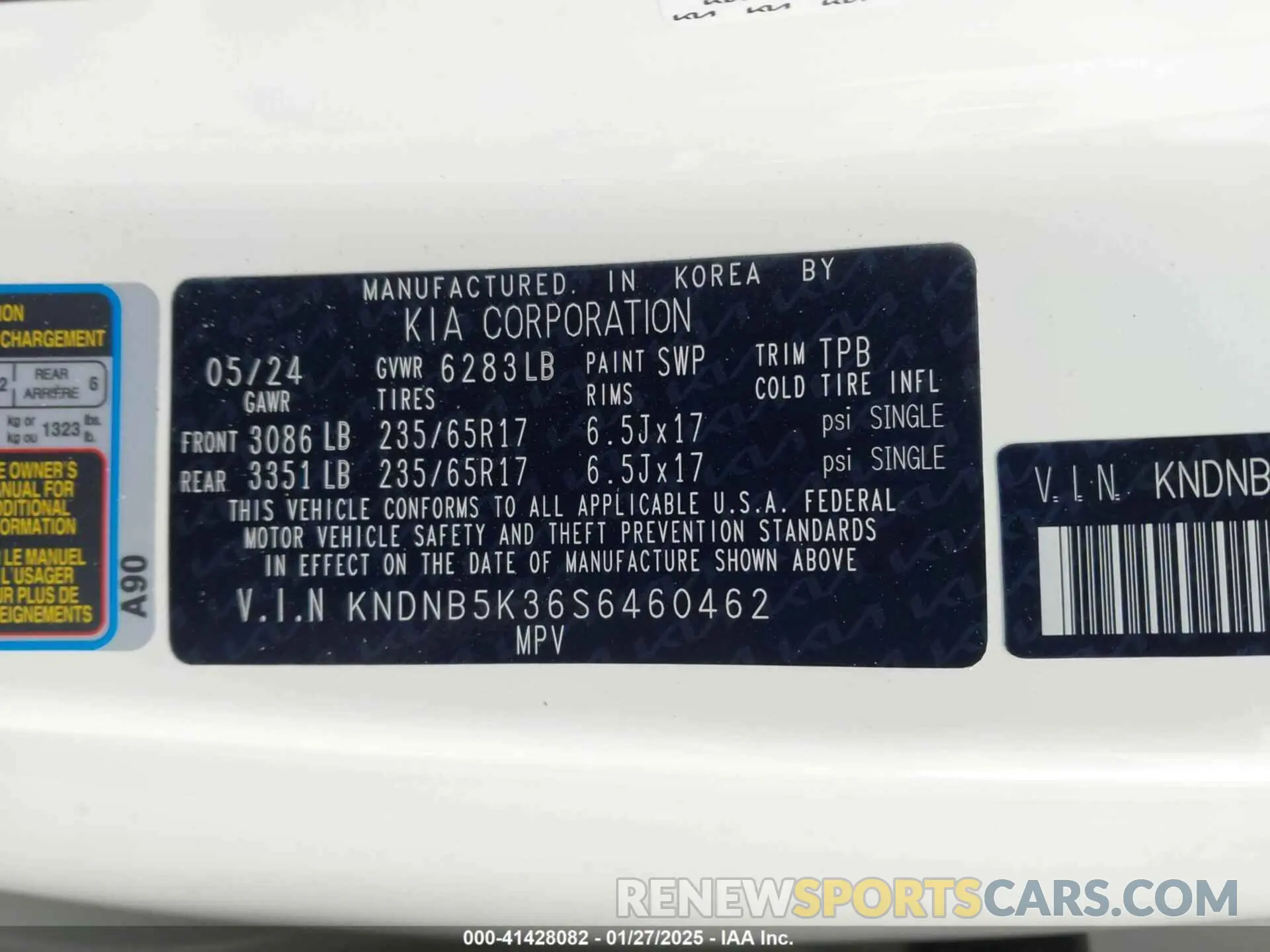 9 Photograph of a damaged car KNDNB5K36S6460462 KIA CARNIVAL MPV 2025