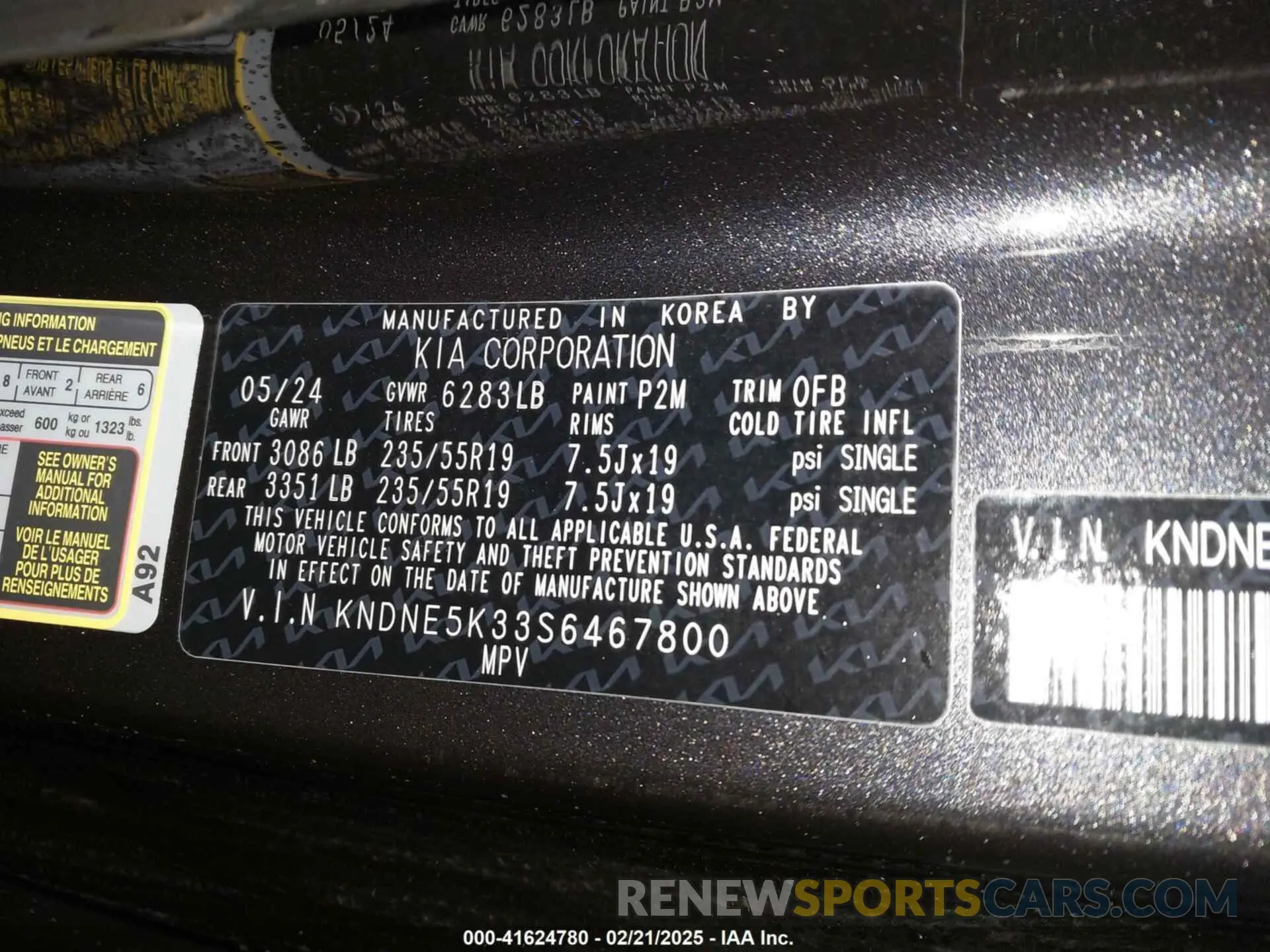 9 Photograph of a damaged car KNDNE5K33S6467800 KIA CARNIVAL MPV 2025