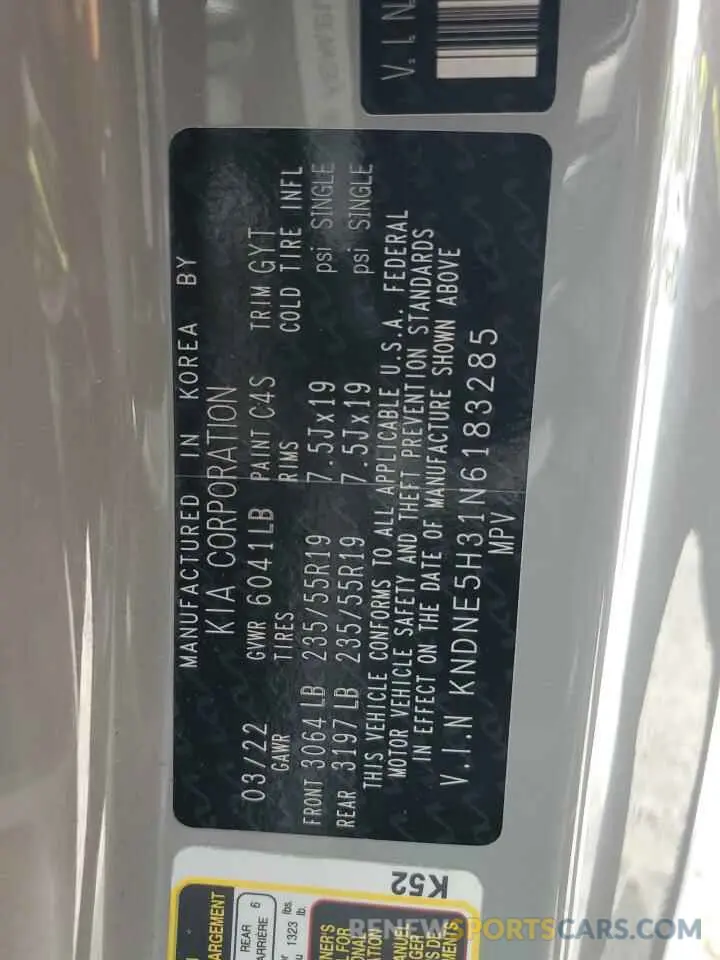 13 Photograph of a damaged car KNDNE5H31N6183285 KIA CARNIVAL S 2022