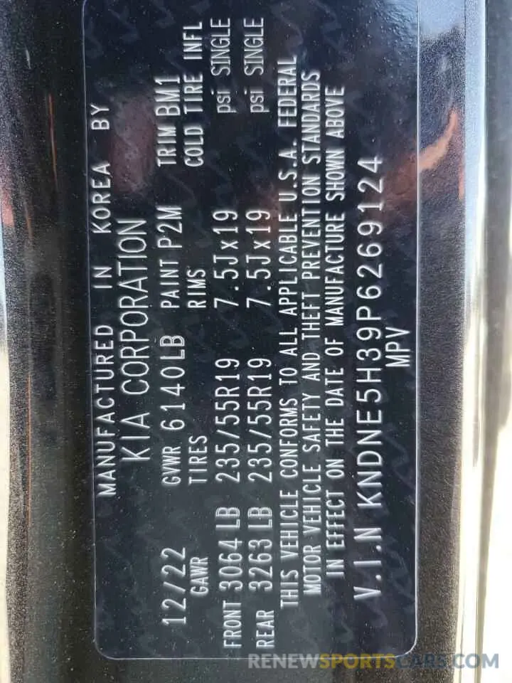 14 Photograph of a damaged car KNDNE5H39P6269124 KIA CARNIVAL S 2023