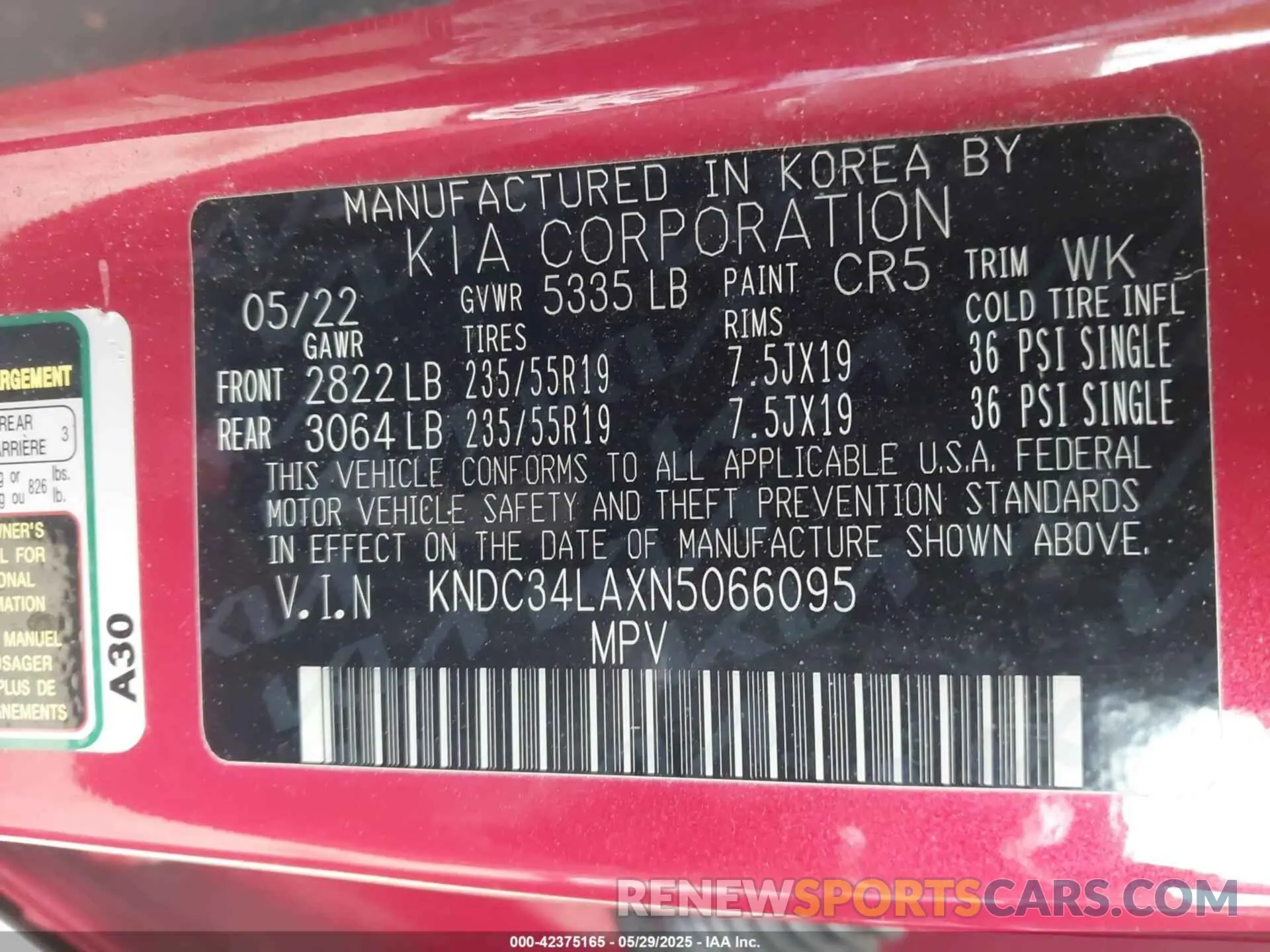 9 Photograph of a damaged car KNDC34LAXN5066095 KIA EV6 2022