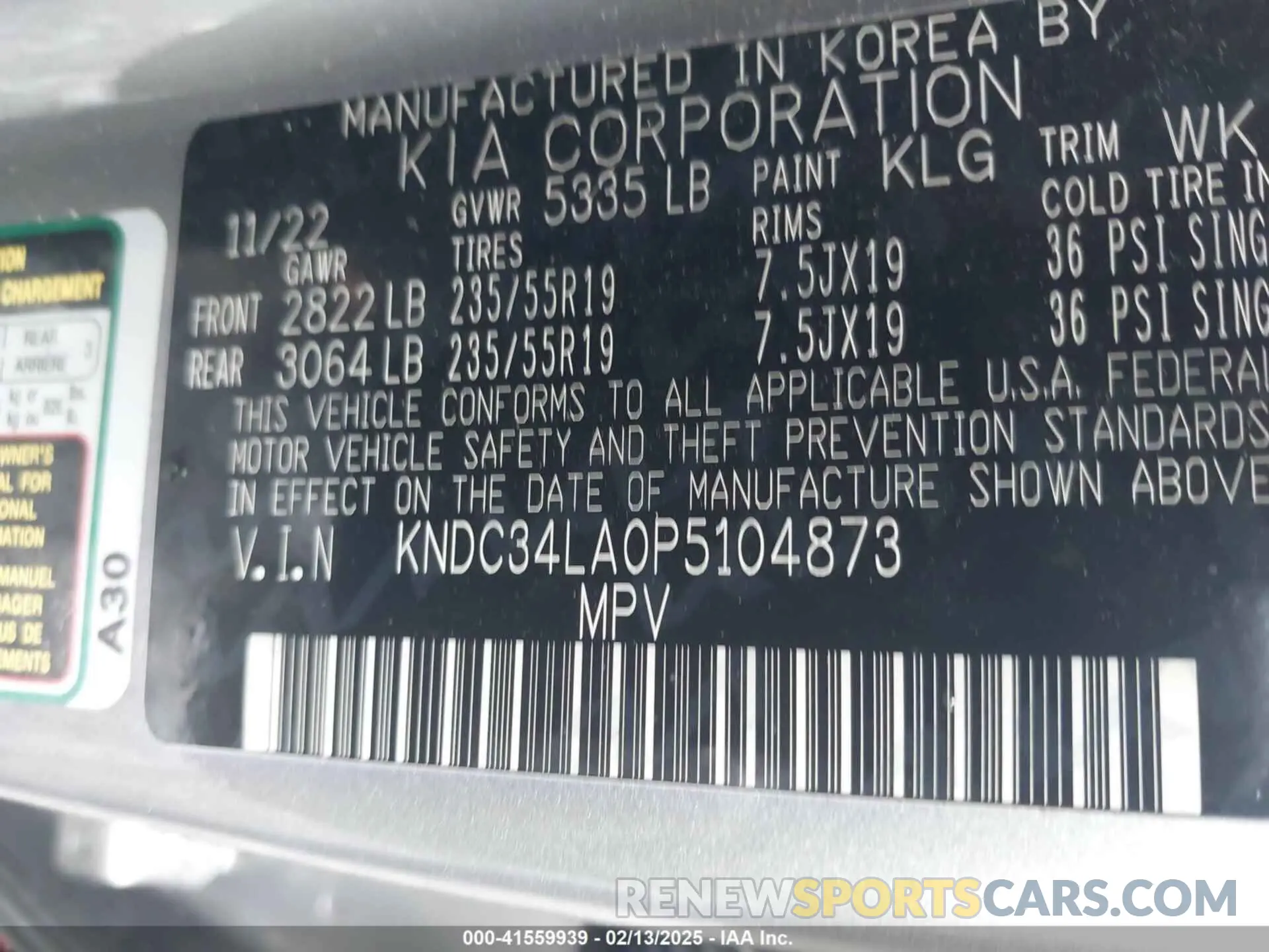 9 Photograph of a damaged car KNDC34LA0P5104873 KIA EV6 2023