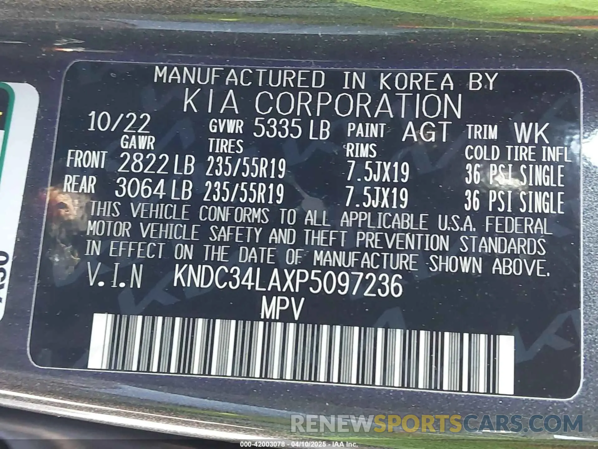 9 Photograph of a damaged car KNDC34LAXP5097236 KIA EV6 2023