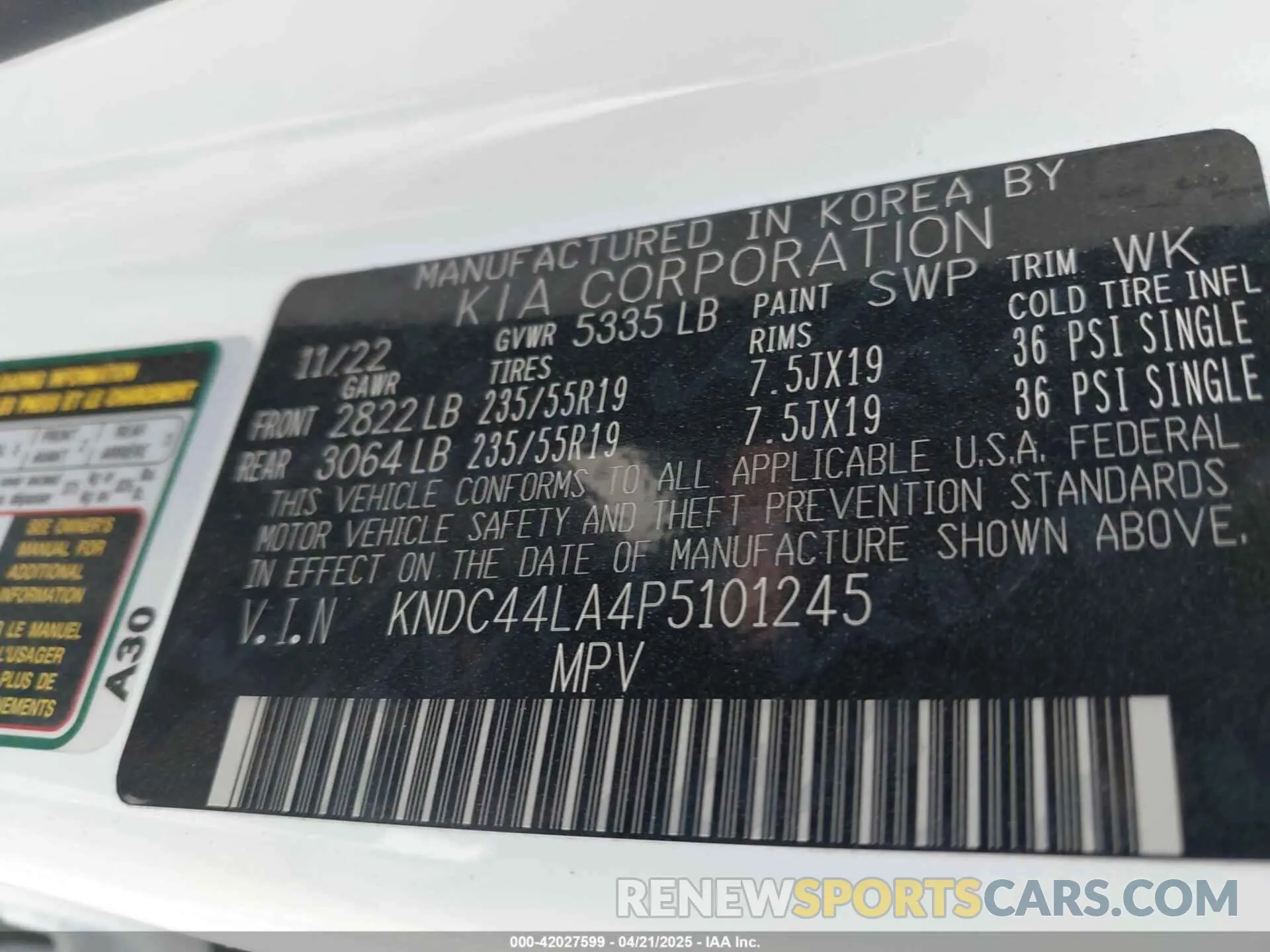 9 Photograph of a damaged car KNDC44LA4P5101245 KIA EV6 2023