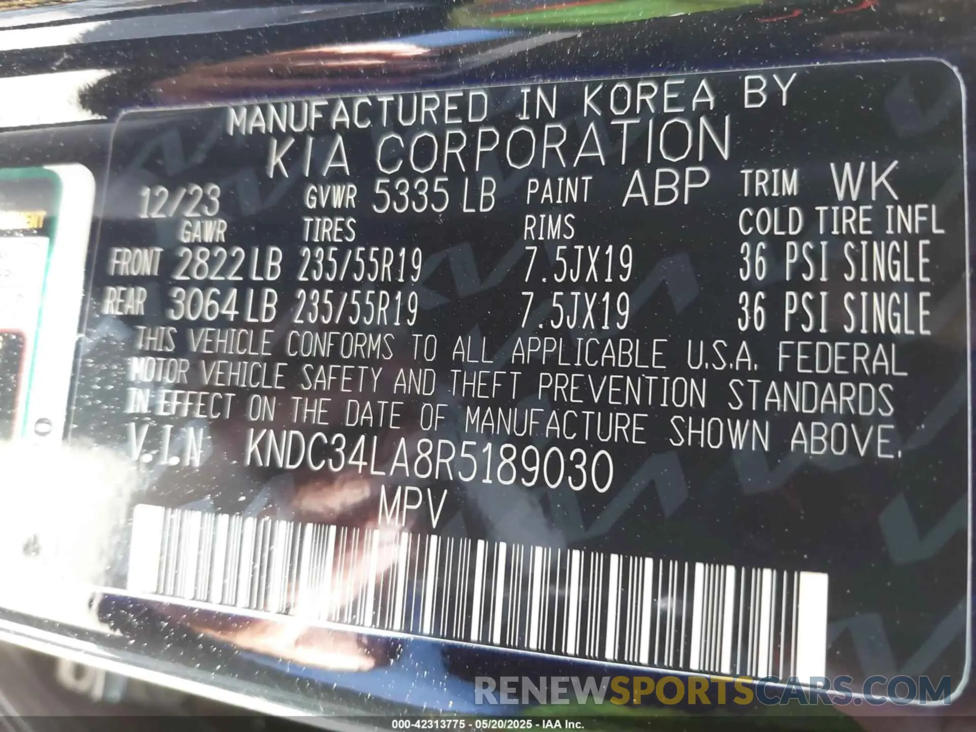 9 Photograph of a damaged car KNDC34LA8R5189030 KIA EV6 2024