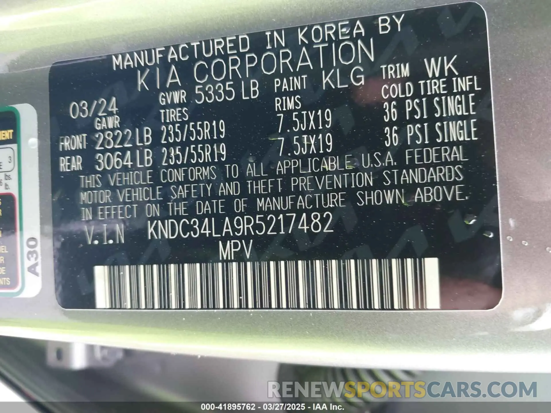 9 Photograph of a damaged car KNDC34LA9R5217482 KIA EV6 2024