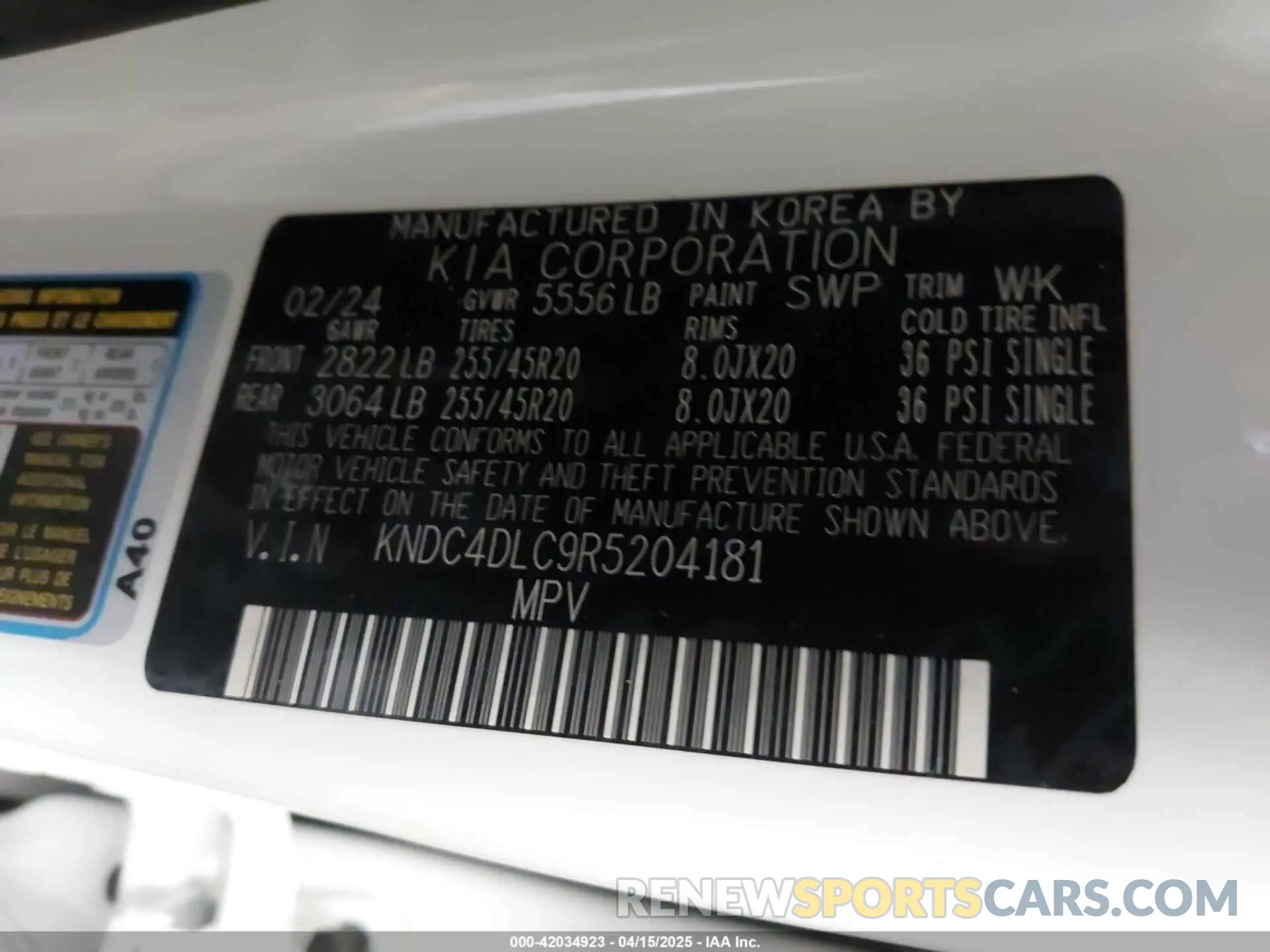 9 Photograph of a damaged car KNDC4DLC9R5204181 KIA EV6 2024
