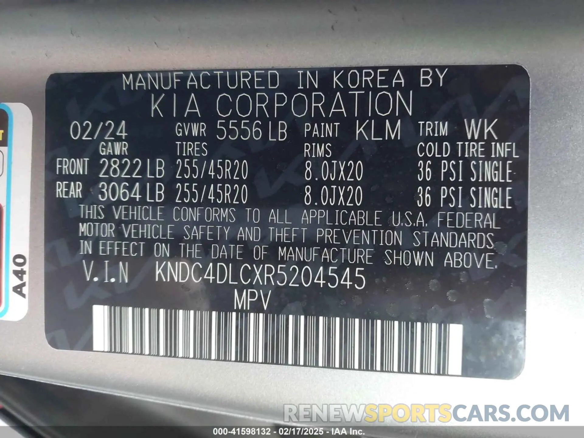 9 Photograph of a damaged car KNDC4DLCXR5204545 KIA EV6 2024