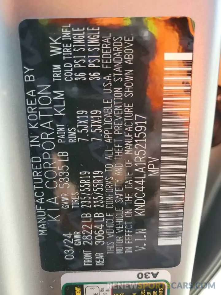 13 Photograph of a damaged car KNDC44LA1R5215917 KIA EV6 GT LIN 2024