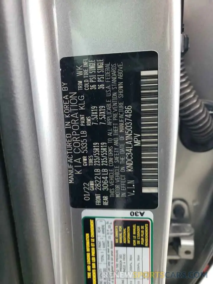 12 Photograph of a damaged car KNDC34LA1N5037486 KIA EV6 LIGHT 2022
