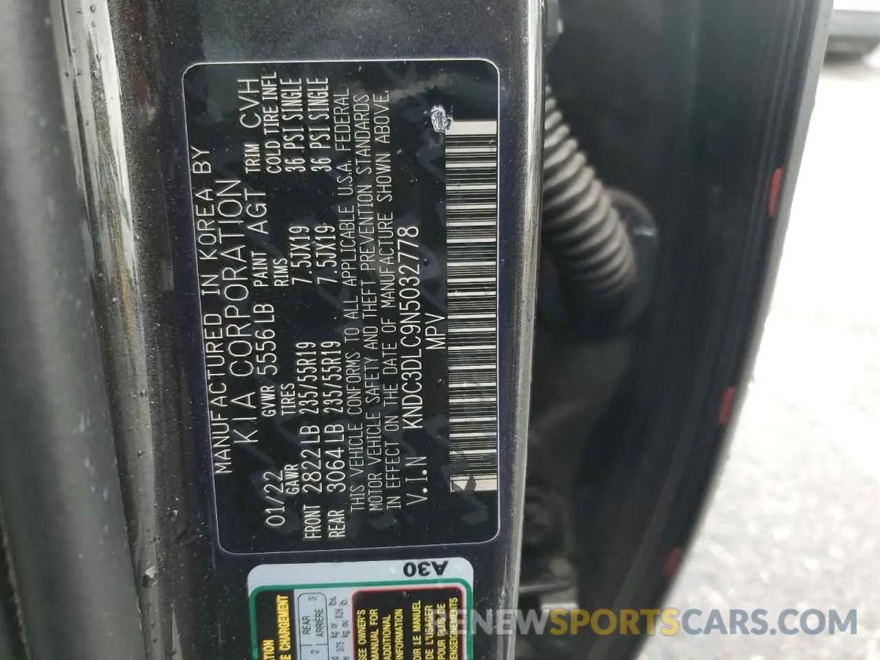 13 Photograph of a damaged car KNDC3DLC9N5032778 KIA EV6 LIGHT 2022