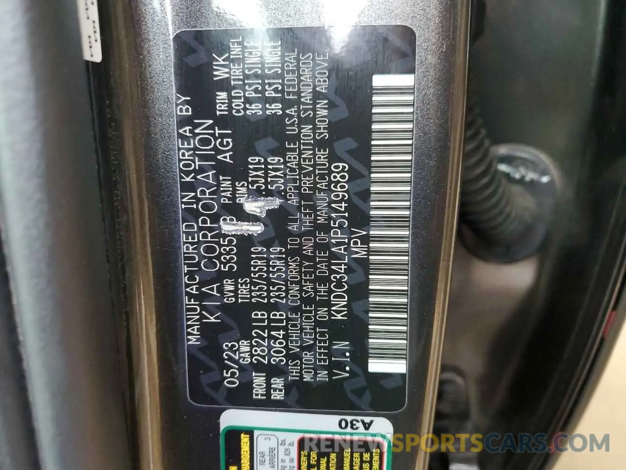 12 Photograph of a damaged car KNDC34LA1P5149689 KIA EV6 LIGHT 2023