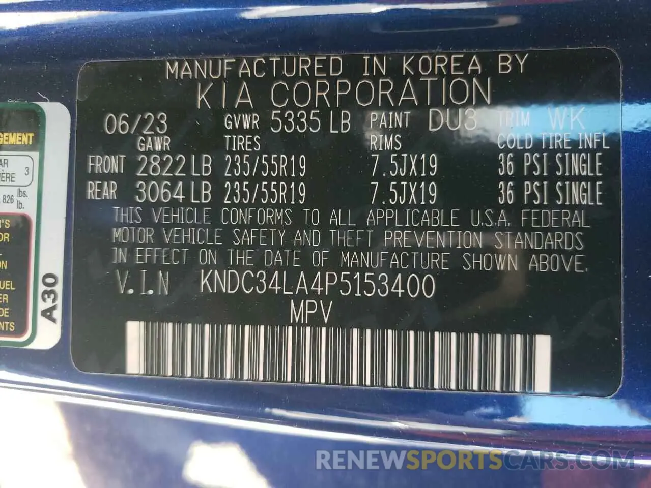 16 Photograph of a damaged car KNDC34LA4P5153400 KIA EV6 LIGHT 2023