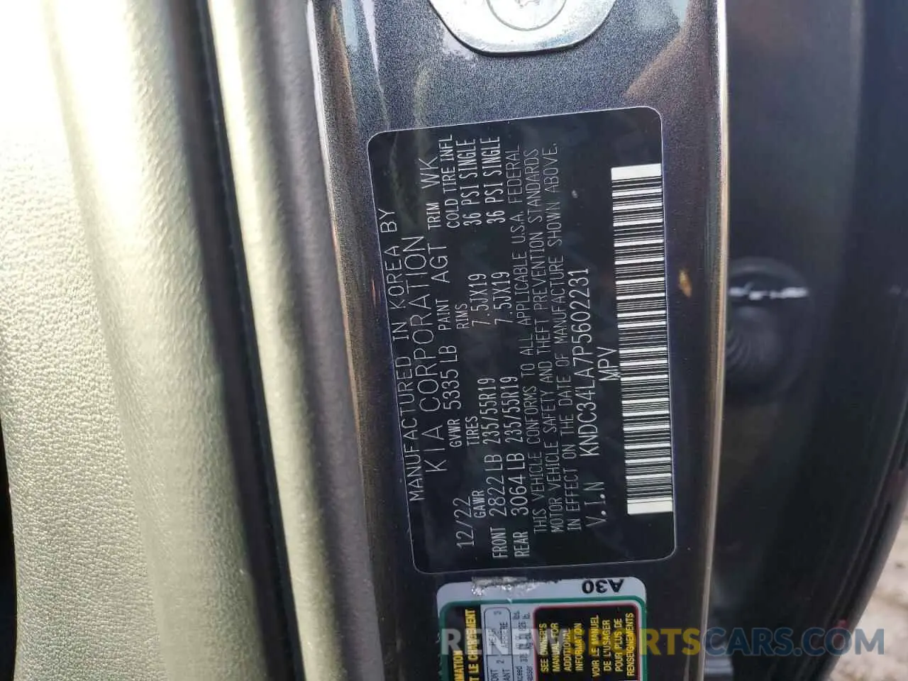 12 Photograph of a damaged car KNDC34LA7P5602231 KIA EV6 LIGHT 2023