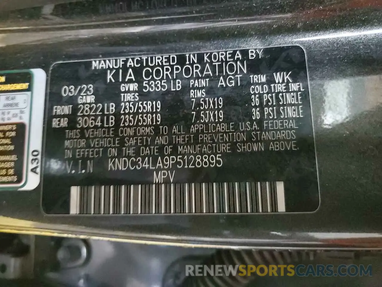 14 Photograph of a damaged car KNDC34LA9P5128895 KIA EV6 LIGHT 2023