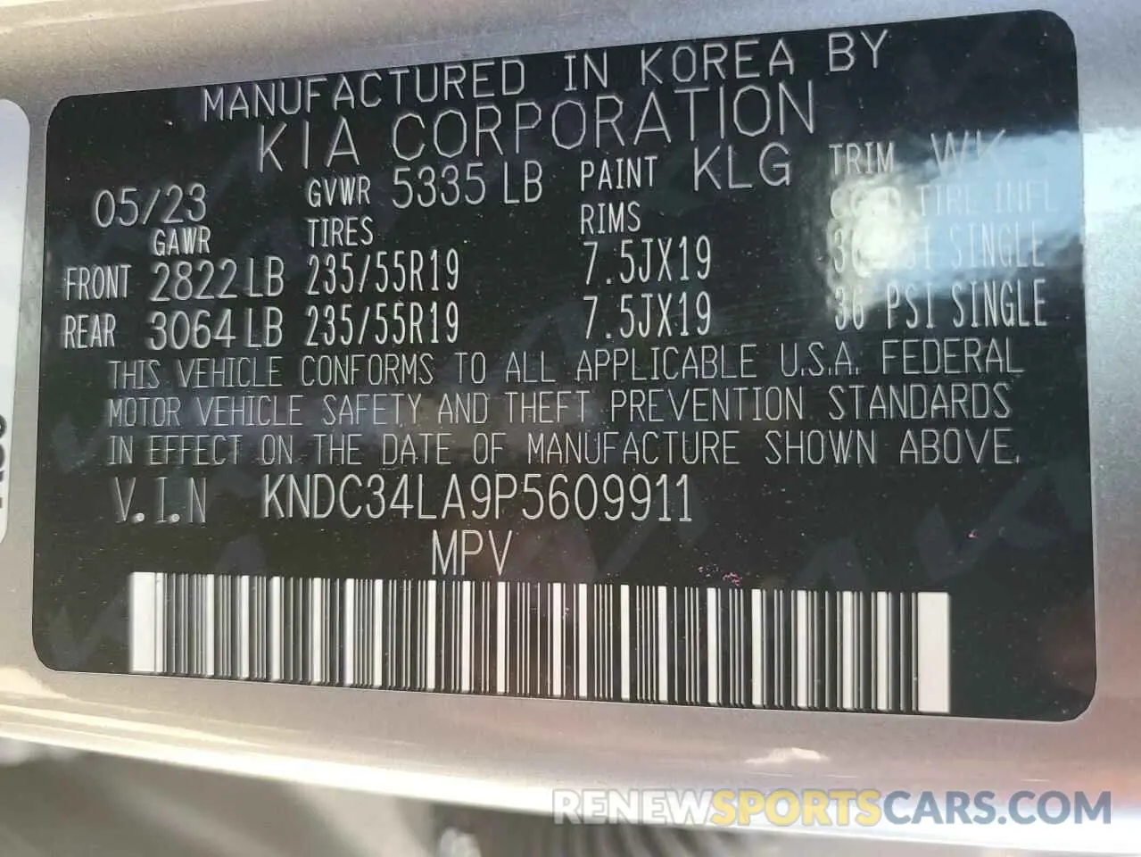 12 Photograph of a damaged car KNDC34LA9P5609911 KIA EV6 LIGHT 2023